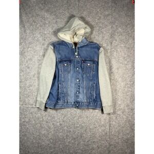 Levi Strauss & Co Denim Jacket Hoodie Combo Blue Gray Size XL